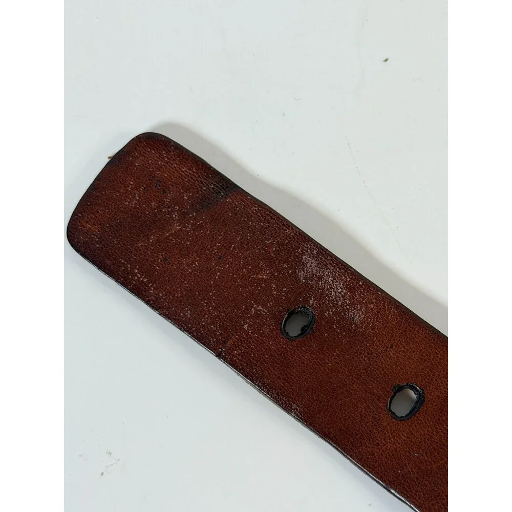 Linked Laced Leather Ladder Belt Western Rodeo Office Y2K Boho Hippie VTG Sz38
